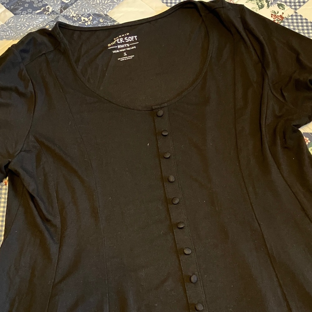 Torrid Black Button-Front Tunic